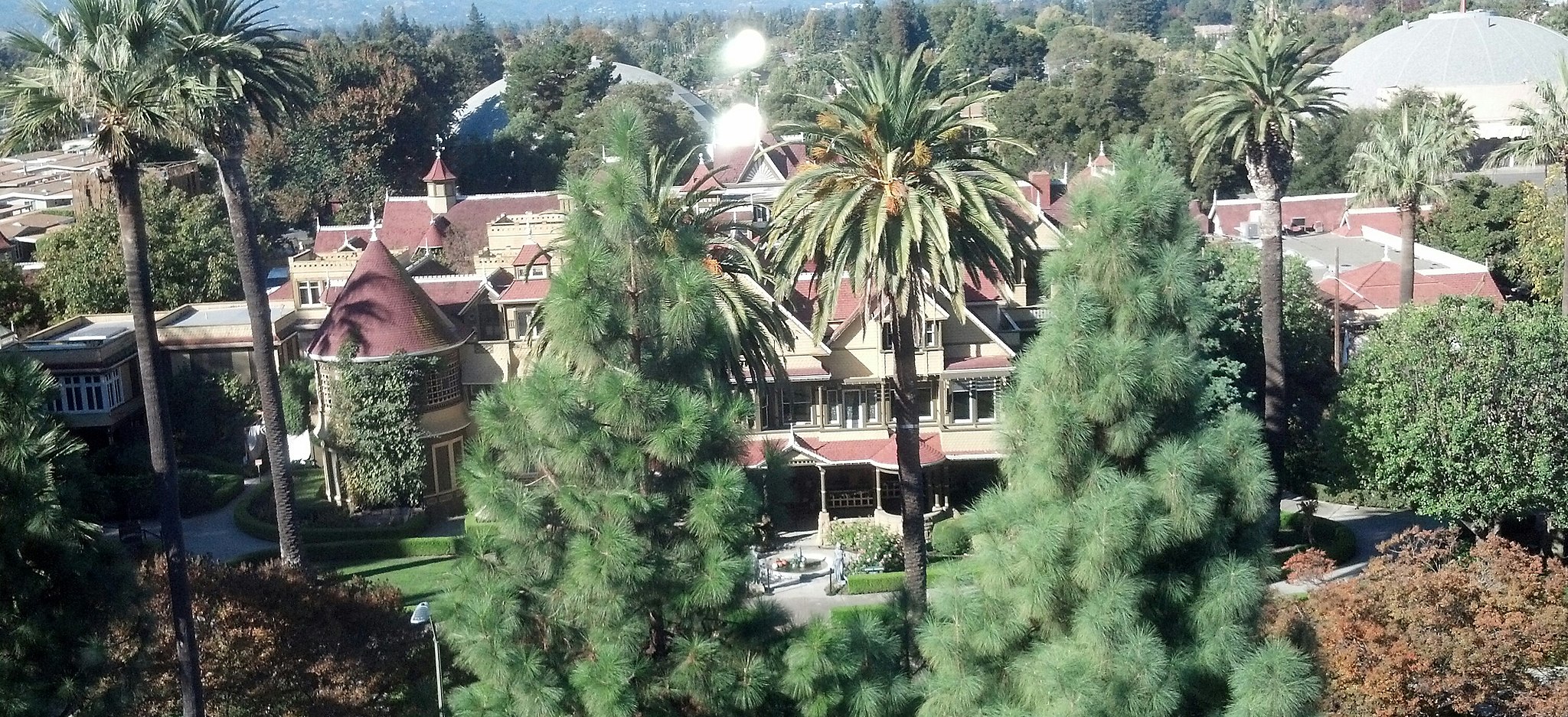 The Winchester Mansion in San Jose, California seen from above